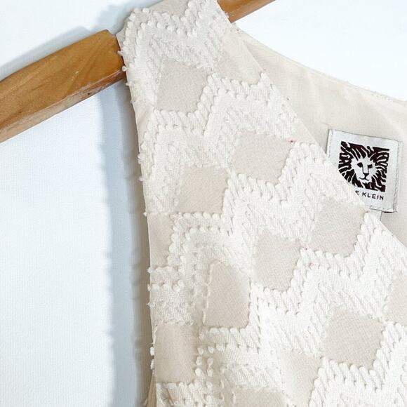 Anne Klein Vintage 90's Cream Pleated Textured Maxi Dress - Picture 7 of 14